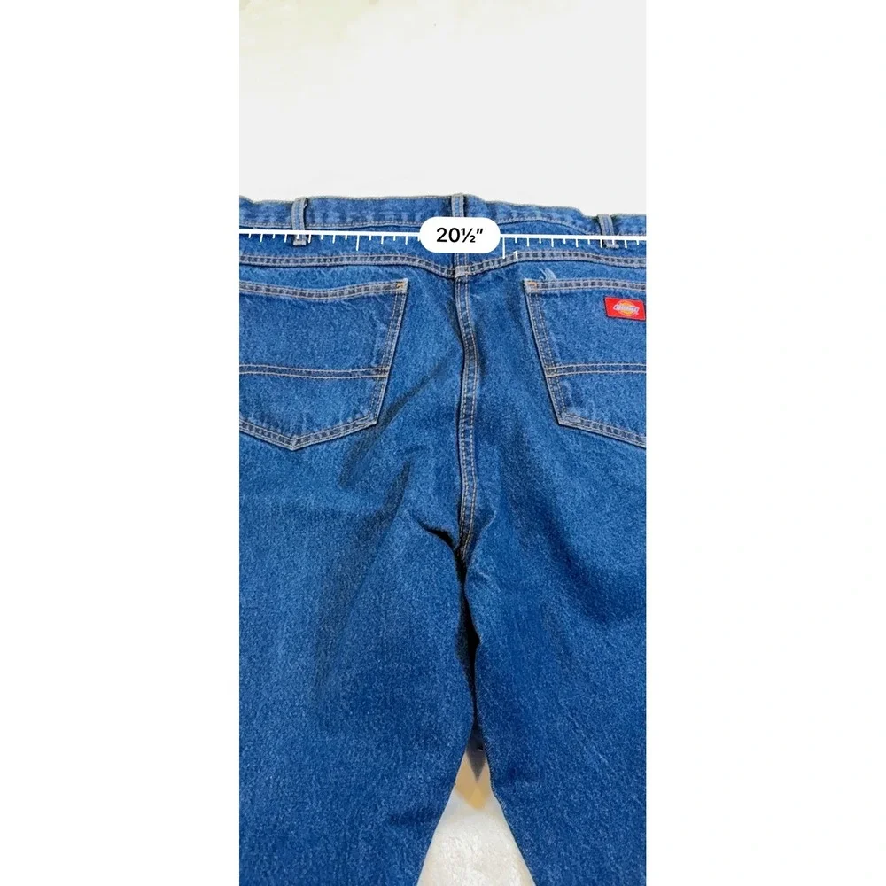 Dickies Mens Regular Fit Denim Jeans Blue Medium Wash Workwear 44x32 W816409
